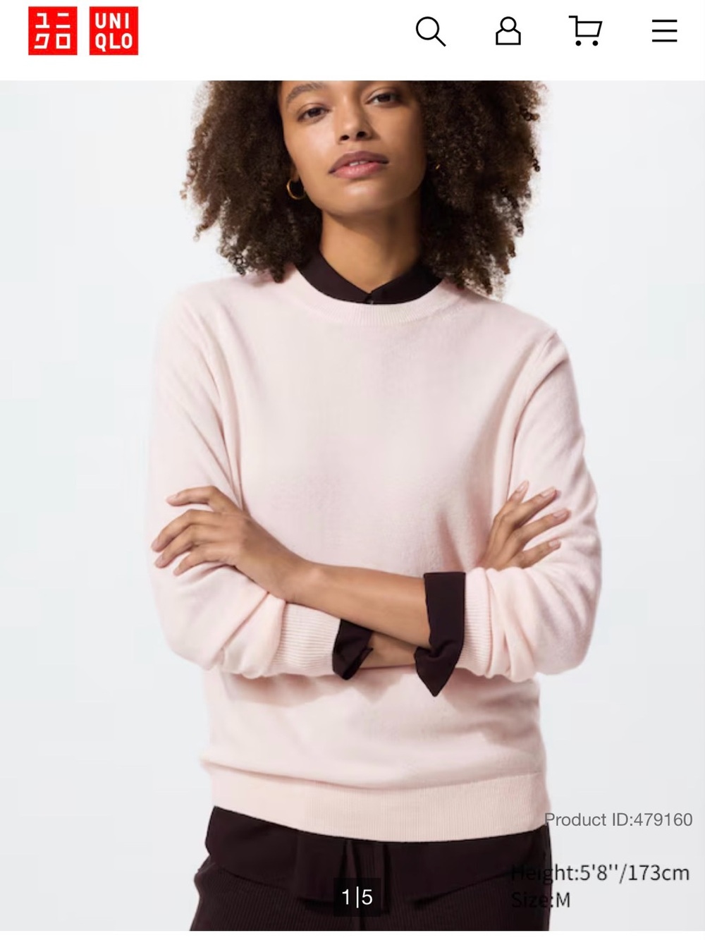 Uniqlo Women’s Cashmere Crewneck Sweater - Pale Pink